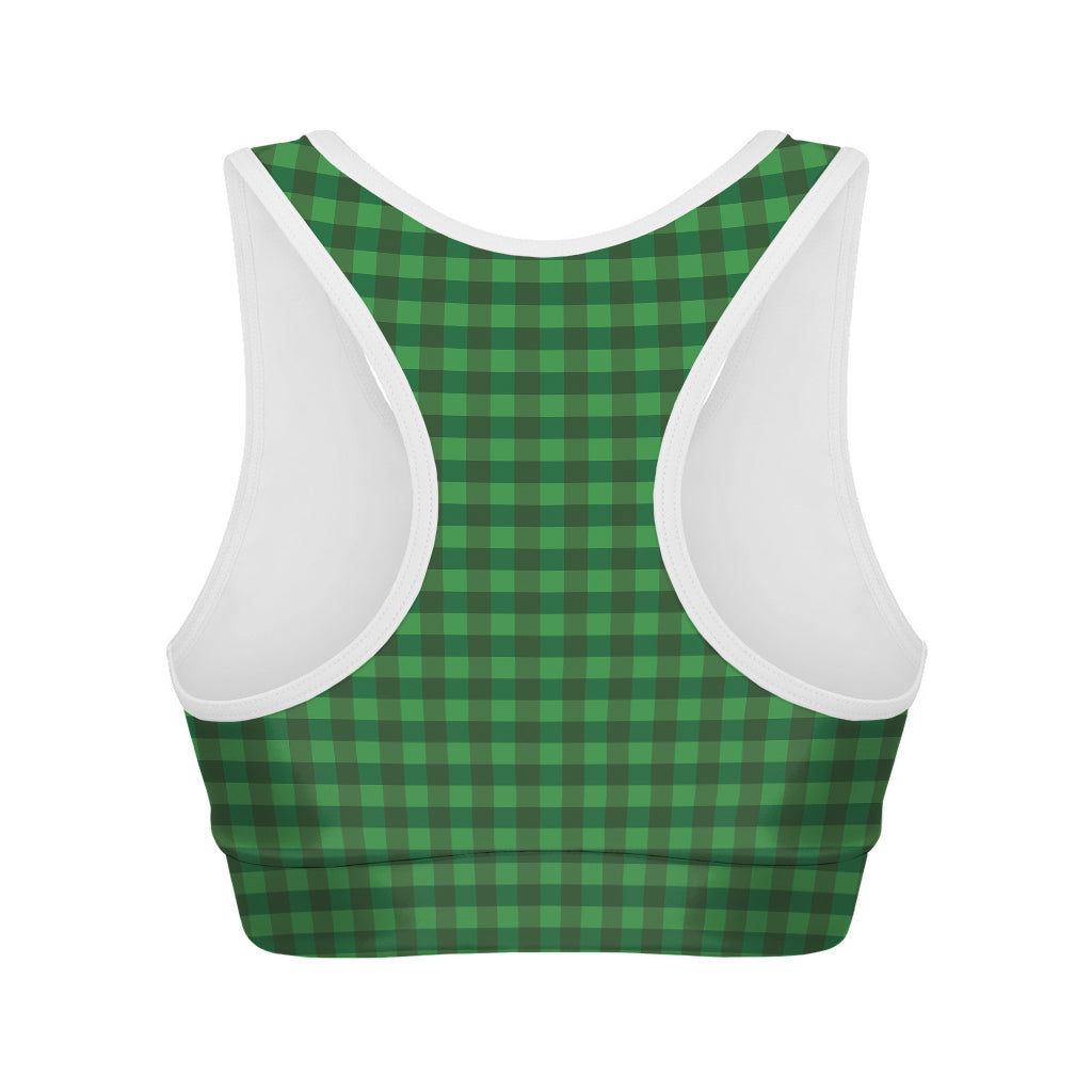 Green Tartan Saint Patrick's Day Print Women's Sports Bra