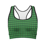 Green Tartan Saint Patrick's Day Print Women's Sports Bra
