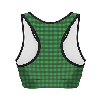 Green Tartan Saint Patrick's Day Print Women's Sports Bra