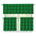Green Tartan St. Patrick's Day Print 3 Piece Kitchen Curtains