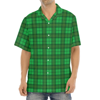 Green Tartan St. Patrick's Day Print Aloha Shirt