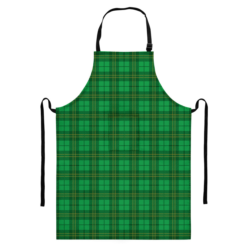 Green Tartan St. Patrick's Day Print Bib Apron With Pocket