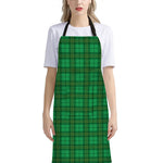 Green Tartan St. Patrick's Day Print Bib Apron With Pocket