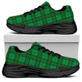 Green Tartan St. Patrick's Day Print Black Chunky Shoes