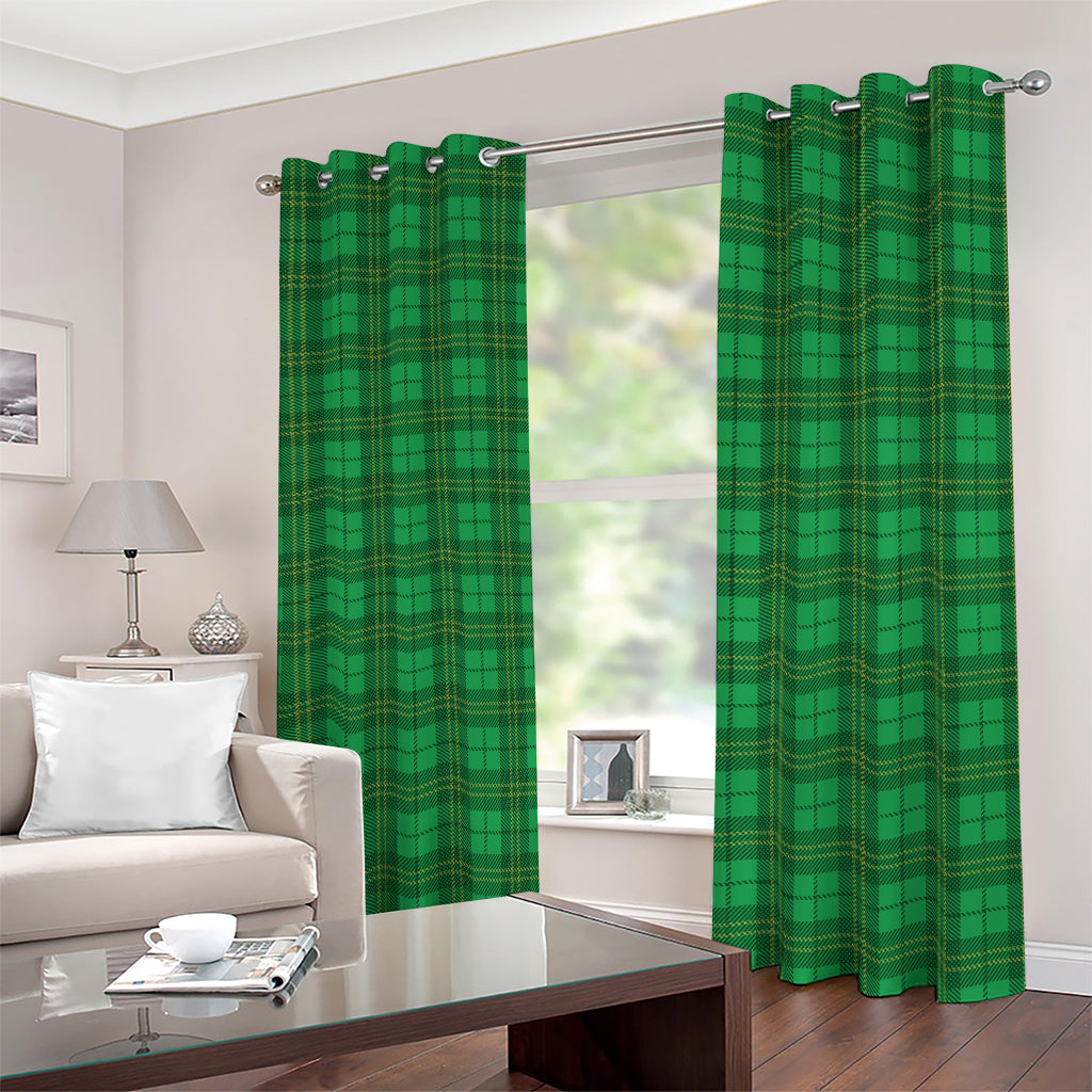 Green Tartan St. Patrick's Day Print Blackout Grommet Curtains