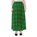 Green Tartan St. Patrick's Day Print Chiffon Maxi Skirt