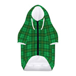 Green Tartan St. Patrick's Day Print Dog Zip Up Hoodie