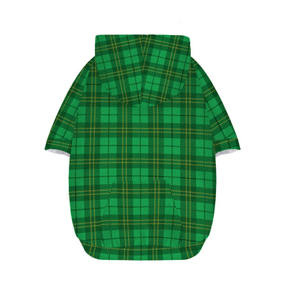 Green Tartan St. Patrick's Day Print Dog Zip Up Hoodie