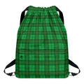 Green Tartan St. Patrick's Day Print Drawstring Backpack