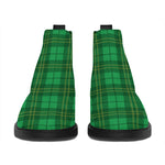 Green Tartan St. Patrick's Day Print Flat Ankle Boots