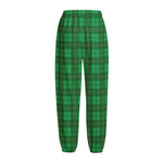 Green Tartan St. Patrick's Day Print Fleece Lined Knit Pants