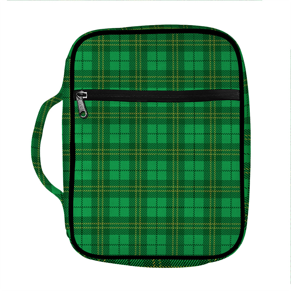 Green Tartan St. Patrick's Day Print Front Pocket Bible Bag