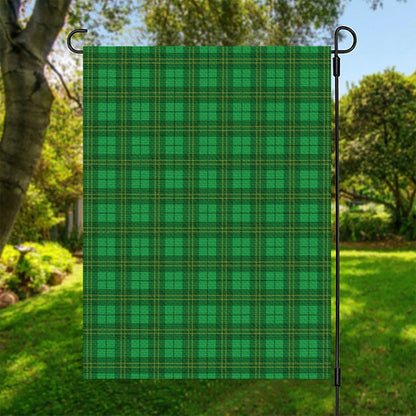 Green Tartan St. Patrick's Day Print Garden Flag