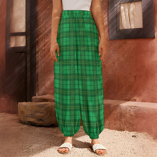 Green Tartan St. Patrick's Day Print Harem Pants