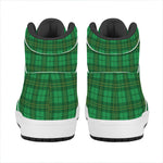 Green Tartan St. Patrick's Day Print High Top Leather Sneakers