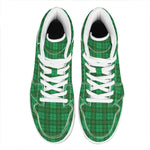Green Tartan St. Patrick's Day Print High Top Leather Sneakers