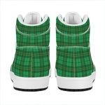 Green Tartan St. Patrick's Day Print High Top Leather Sneakers