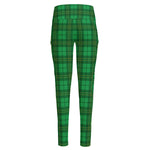 Green Tartan St. Patrick's Day Print High-Waisted Pocket Leggings