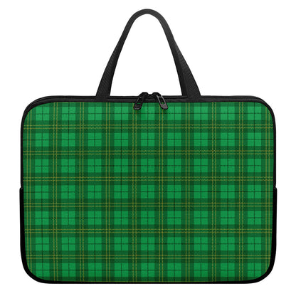 Green Tartan St. Patrick's Day Print Laptop Sleeve With Handle