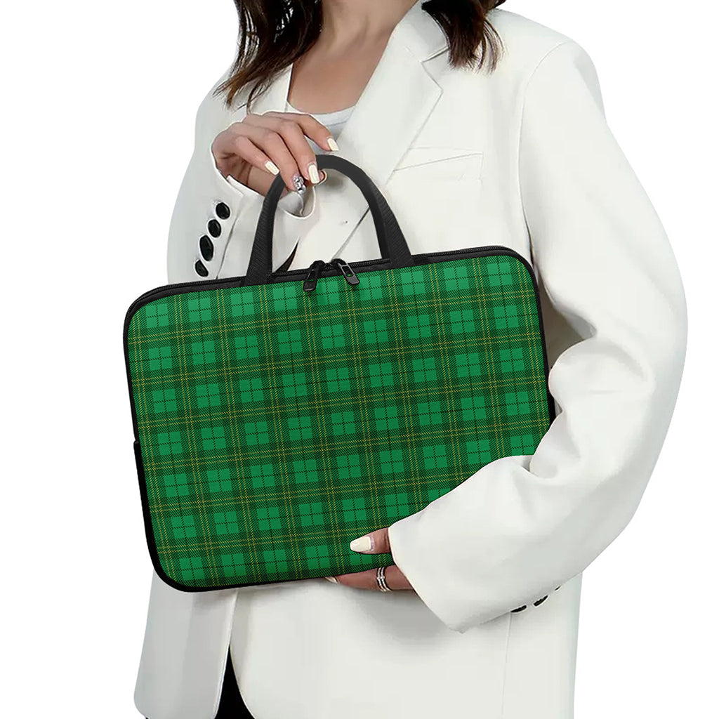 Green Tartan St. Patrick's Day Print Laptop Sleeve With Handle