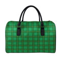 Green Tartan St. Patrick's Day Print Leather Duffel Bag