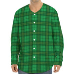 Green Tartan St. Patrick's Day Print Long Sleeve Baseball Jersey