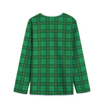 Green Tartan St. Patrick's Day Print Long Sleeve Short Coat