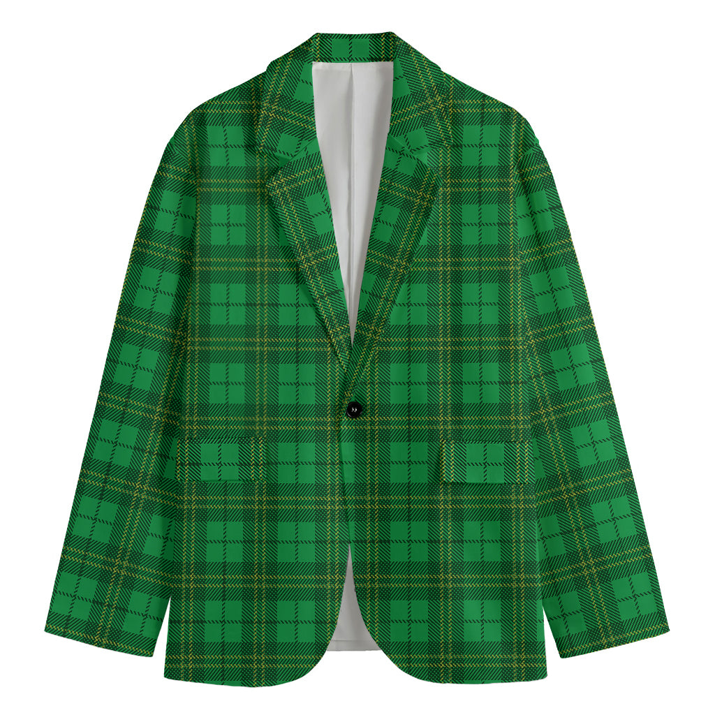 Green Tartan St. Patrick's Day Print Men's Blazer