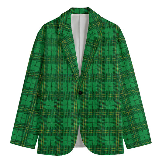 Green Tartan St. Patrick's Day Print Men's Blazer