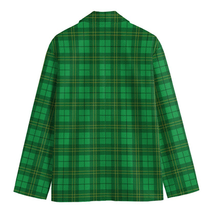 Green Tartan St. Patrick's Day Print Men's Blazer