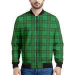 Green Tartan St. Patrick's Day Print Men's Bomber Jacket