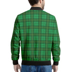 Green Tartan St. Patrick's Day Print Men's Bomber Jacket
