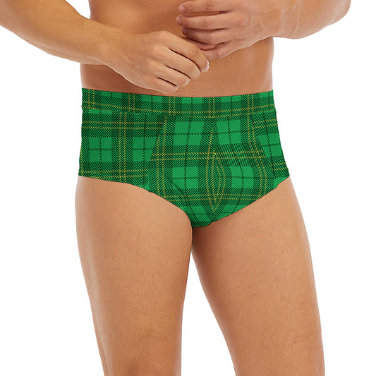 Green Tartan St. Patrick's Day Print Men's Briefs
