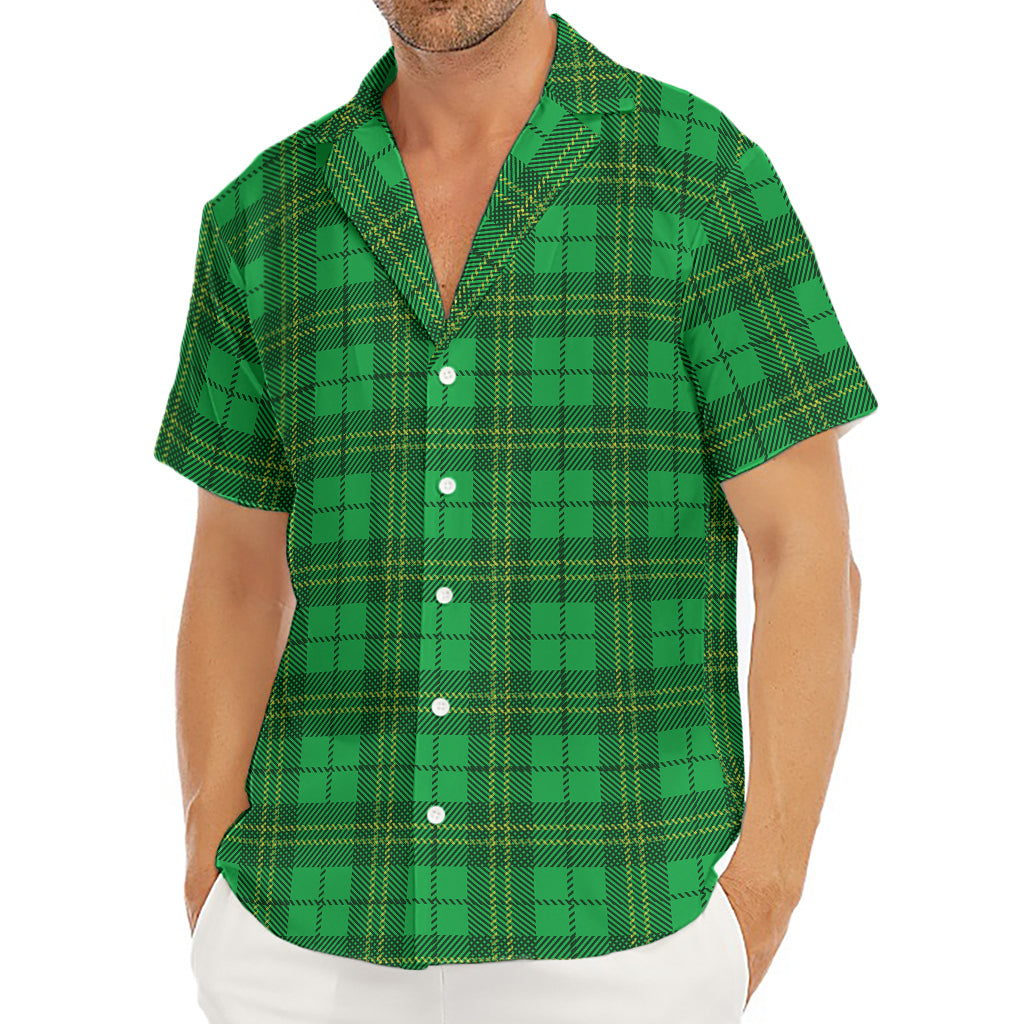 Green Tartan St. Patrick's Day Print Men's Deep V-Neck Shirt