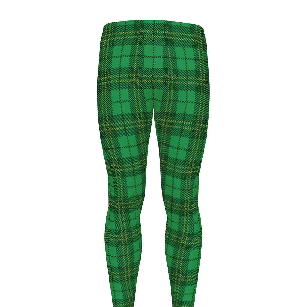 Green Tartan St. Patrick's Day Print Men's leggings