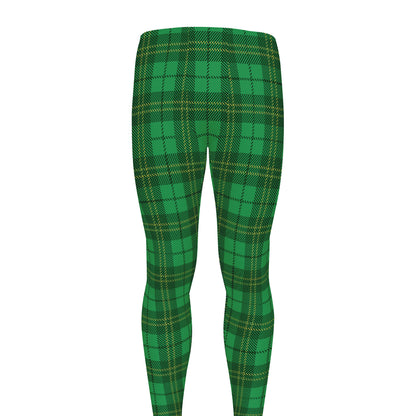 Green Tartan St. Patrick's Day Print Men's leggings