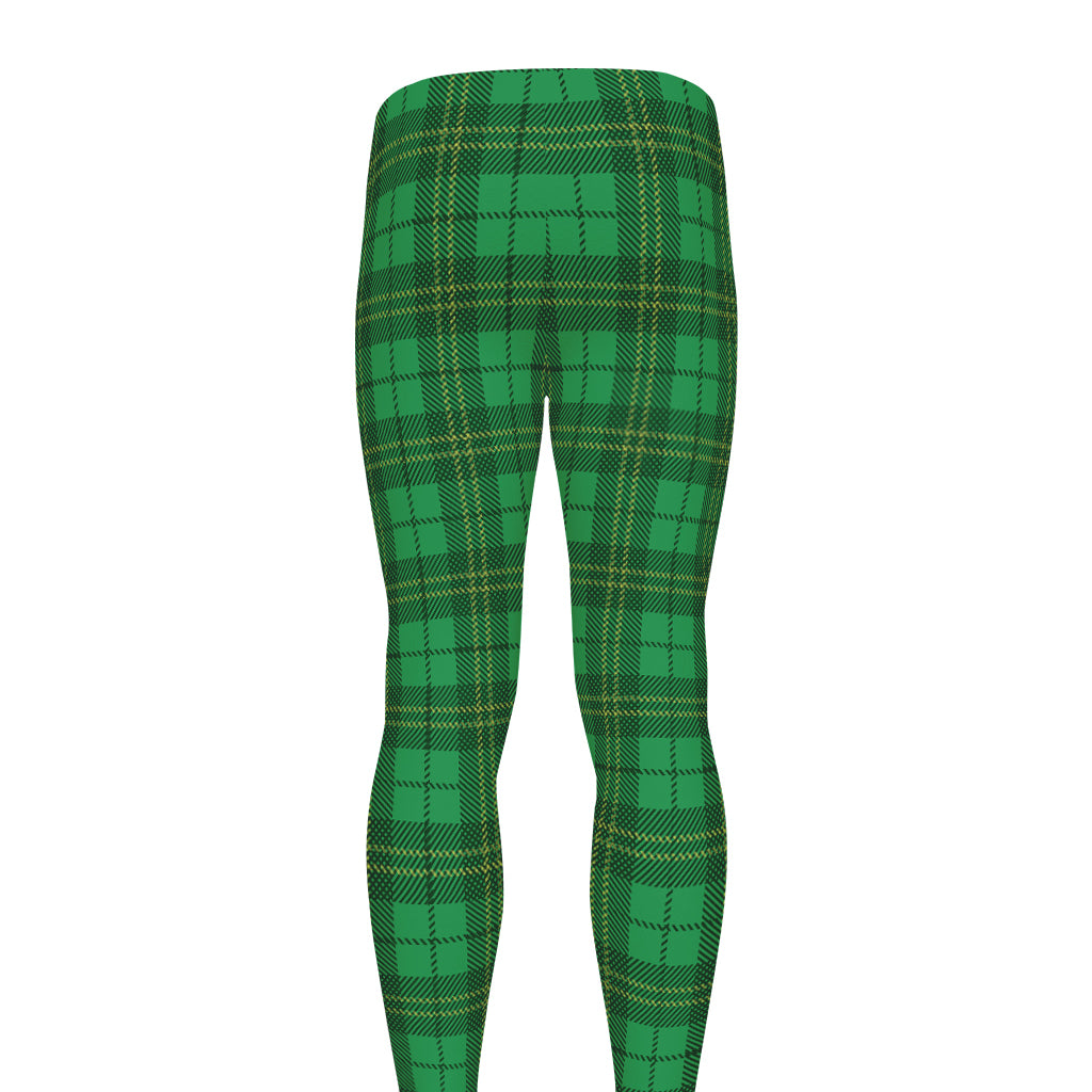 Green Tartan St. Patrick's Day Print Men's leggings