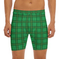 Green Tartan St. Patrick's Day Print Men's Long Boxer Briefs