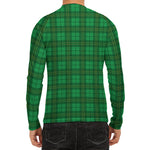 Green Tartan St. Patrick's Day Print Men's Long Sleeve Rash Guard
