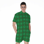Green Tartan St. Patrick's Day Print Men's Rompers