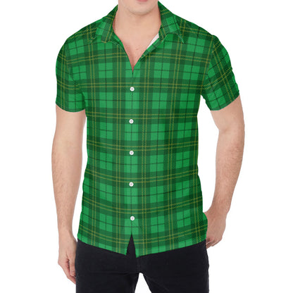 Green Tartan St. Patrick's Day Print Men's Shirt