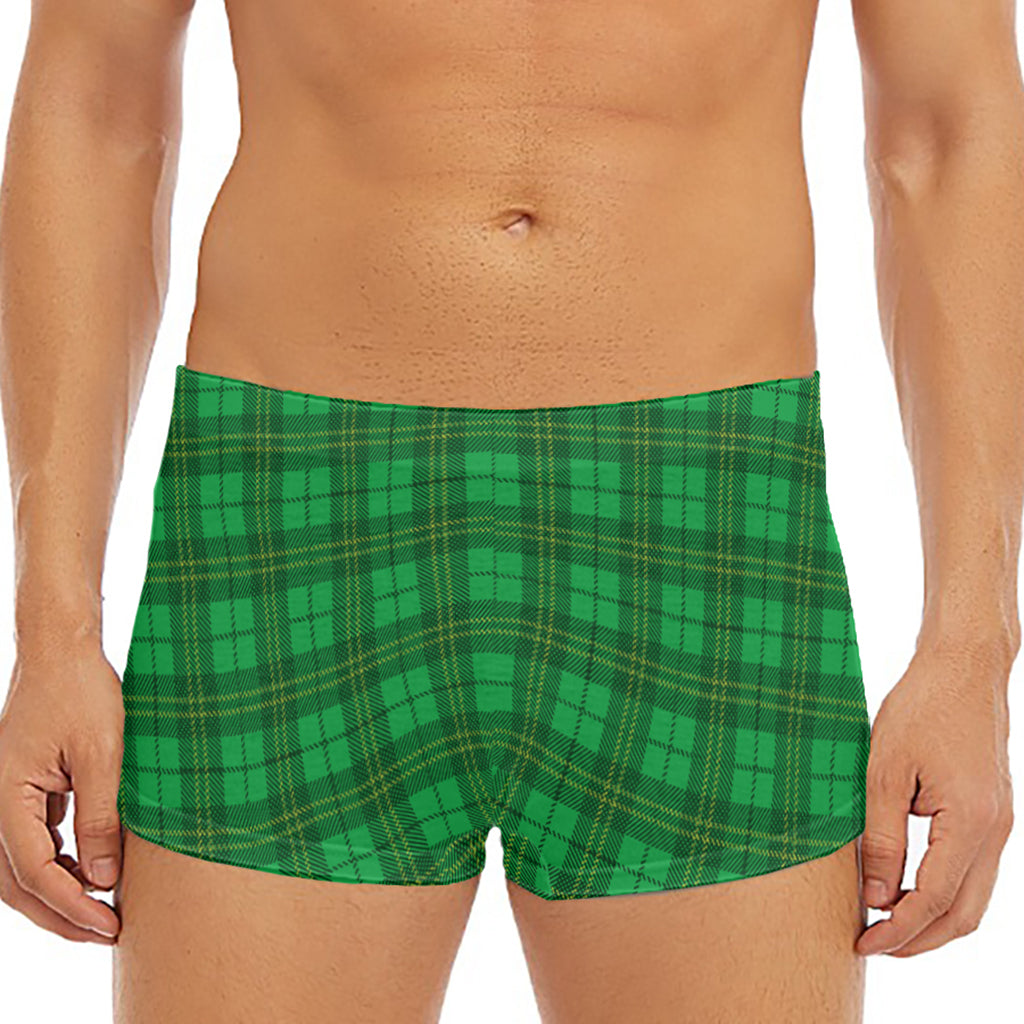 Green Tartan St. Patrick's Day Print Men's Short Boxer Briefs