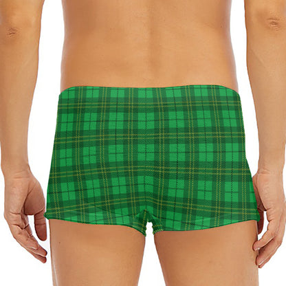 Green Tartan St. Patrick's Day Print Men's Short Boxer Briefs