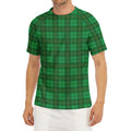 Green Tartan St. Patrick's Day Print Men's Short Sleeve Rash Guard