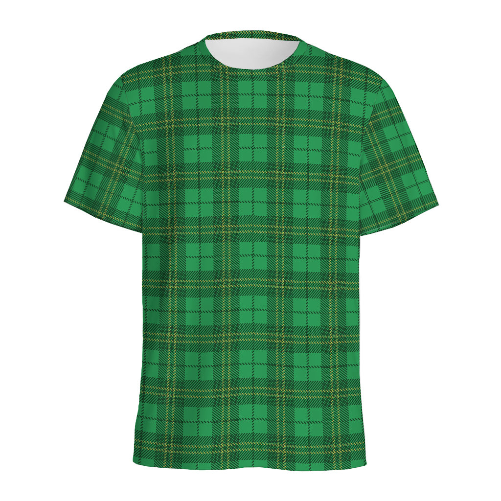 Green Tartan St. Patrick's Day Print Men's Sports T-Shirt