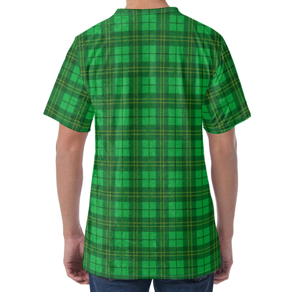 Green Tartan St. Patrick's Day Print Men's Velvet T-Shirt
