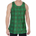 Green Tartan St. Patrick's Day Print Men's Velvet Tank Top
