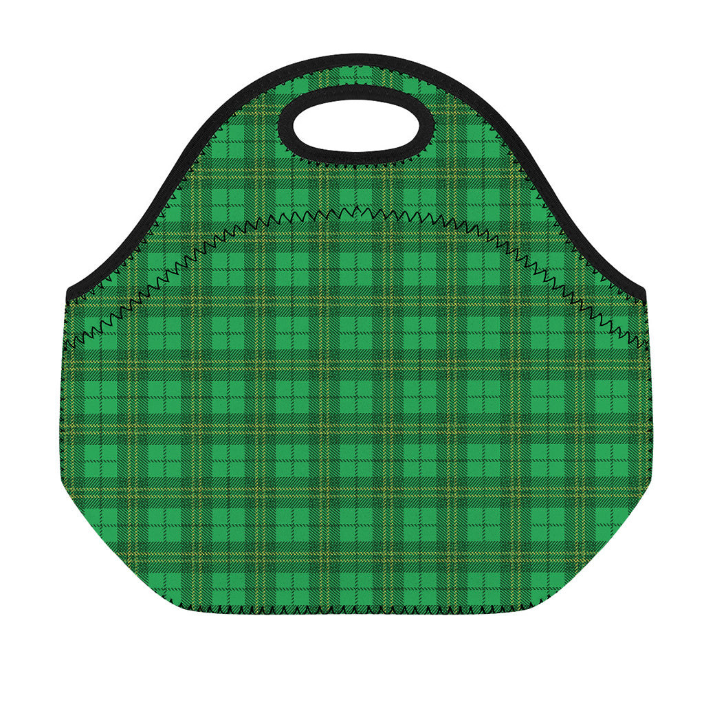 Green Tartan St. Patrick's Day Print Neoprene Lunch Bag