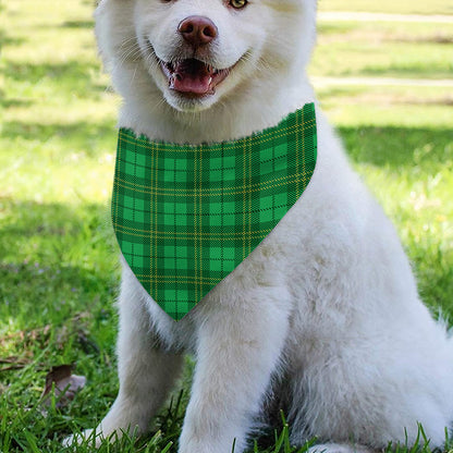 Green Tartan St. Patrick's Day Print Over The Collar Dog Bandana