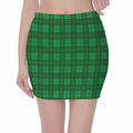 Green Tartan St. Patrick's Day Print Pencil Mini Skirt